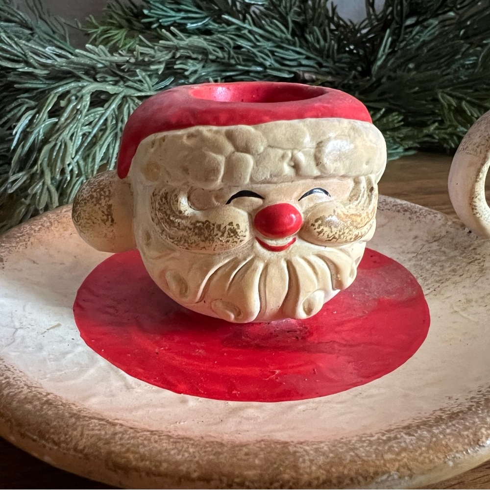 Vintage Ceramic Santa Candle Holder – Christmas Chamberstick Décor - Picture 9 of 10